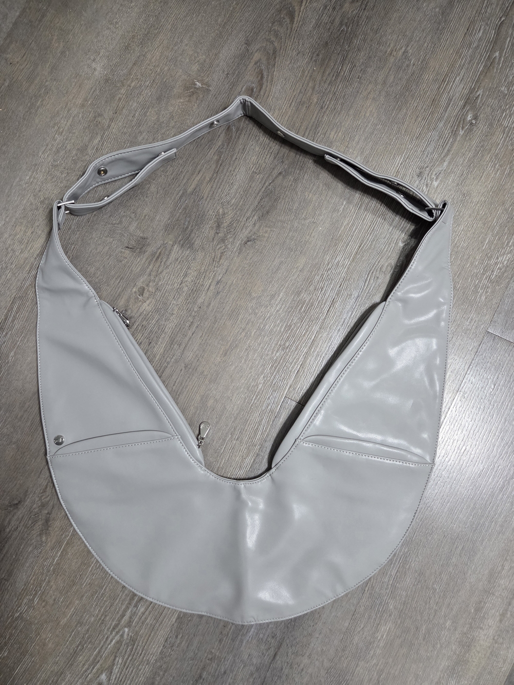 Sash Gray Crossbody Bag Vegan Leather Multiple Pockets NWOT